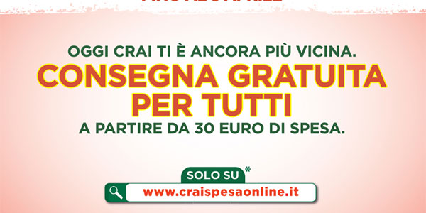 Anche in casa Crai il servizio a domicilio diventa gratis
