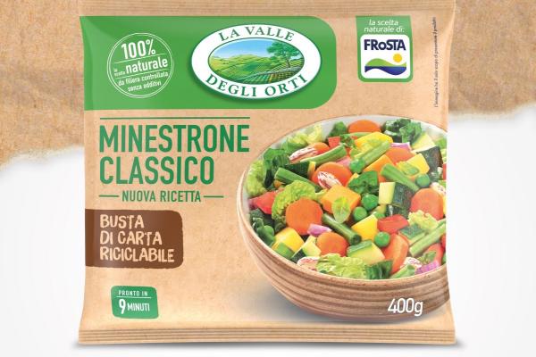 Una ecobag smaltibile nella carta per gli ortaggi surgelati